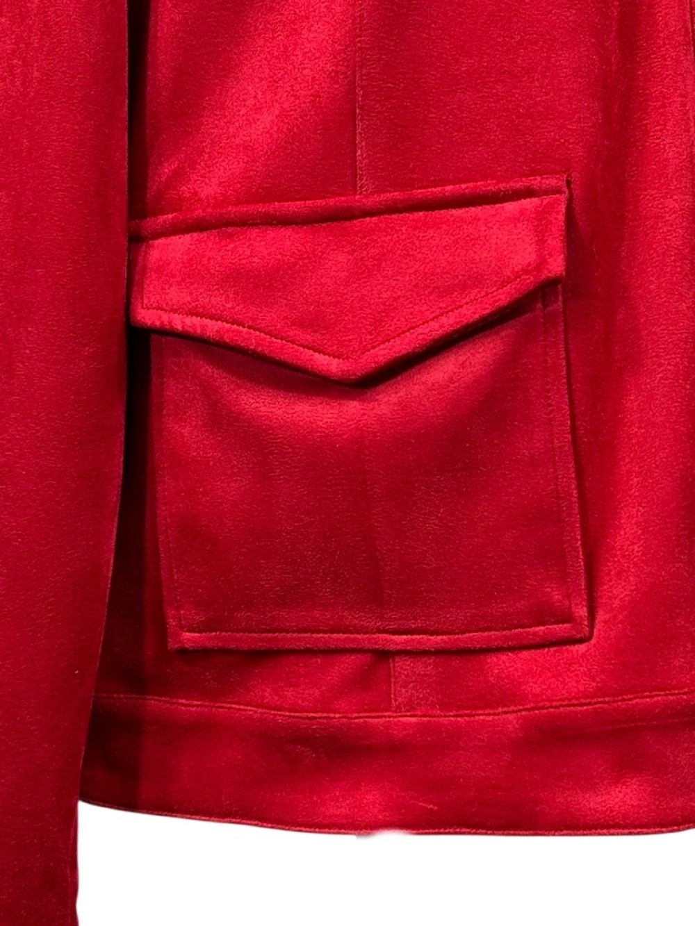 Tribal Crimson Red Faux Suede Lightweight Lagenlook Jacket Size XL - Picture 7 of 11